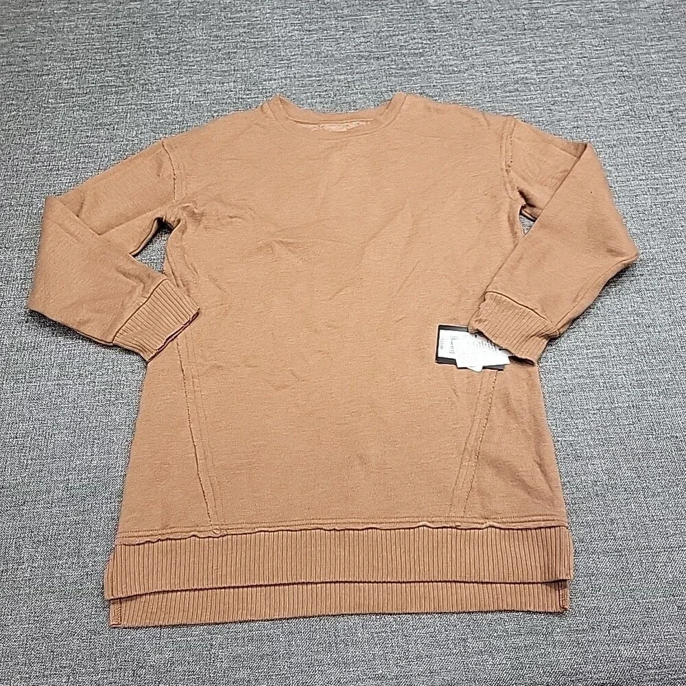 Kids Girls Oversized Long Sleeves Pullover Sweatshirt X-Large Size 14 Brown
